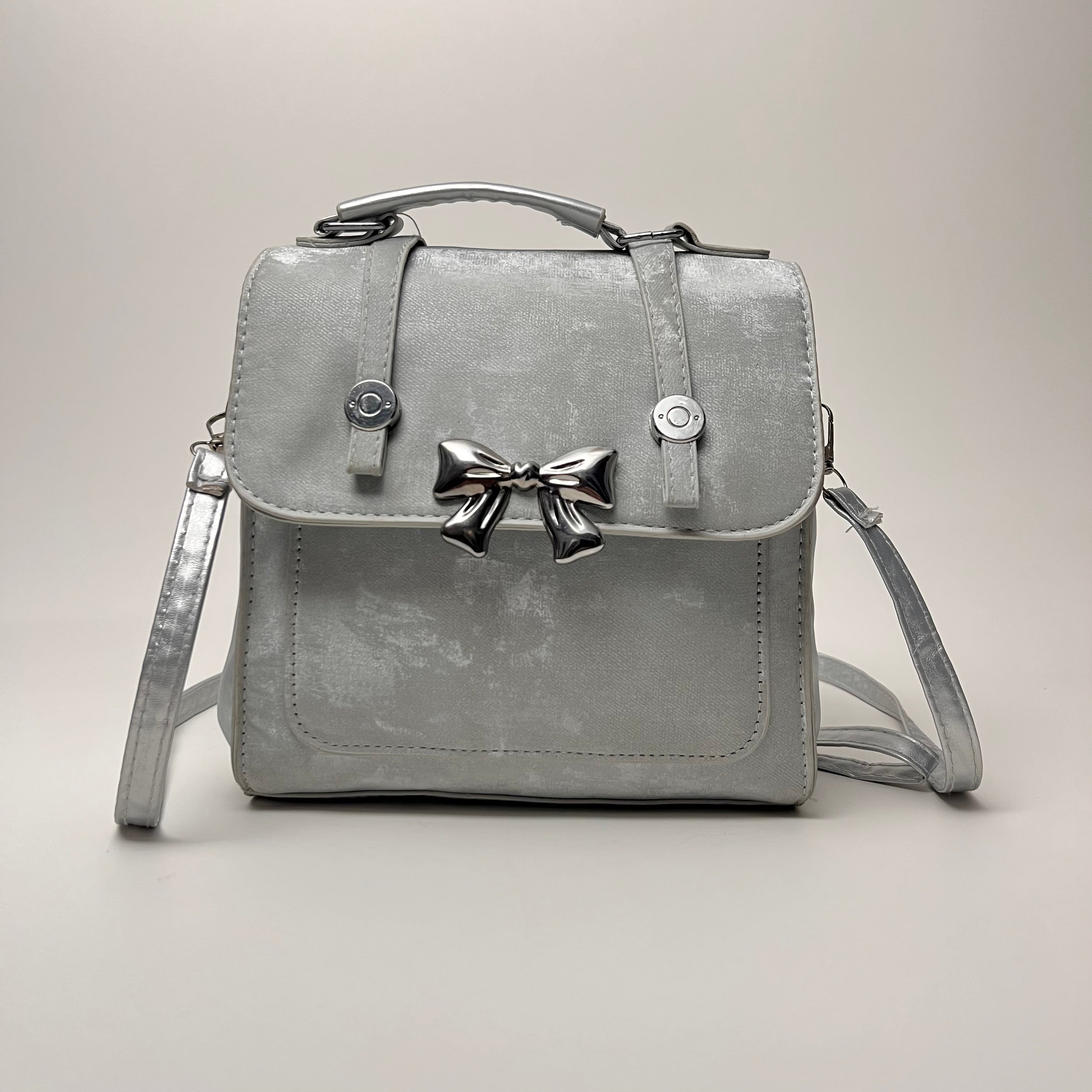 Silver Bow Mini Satchel