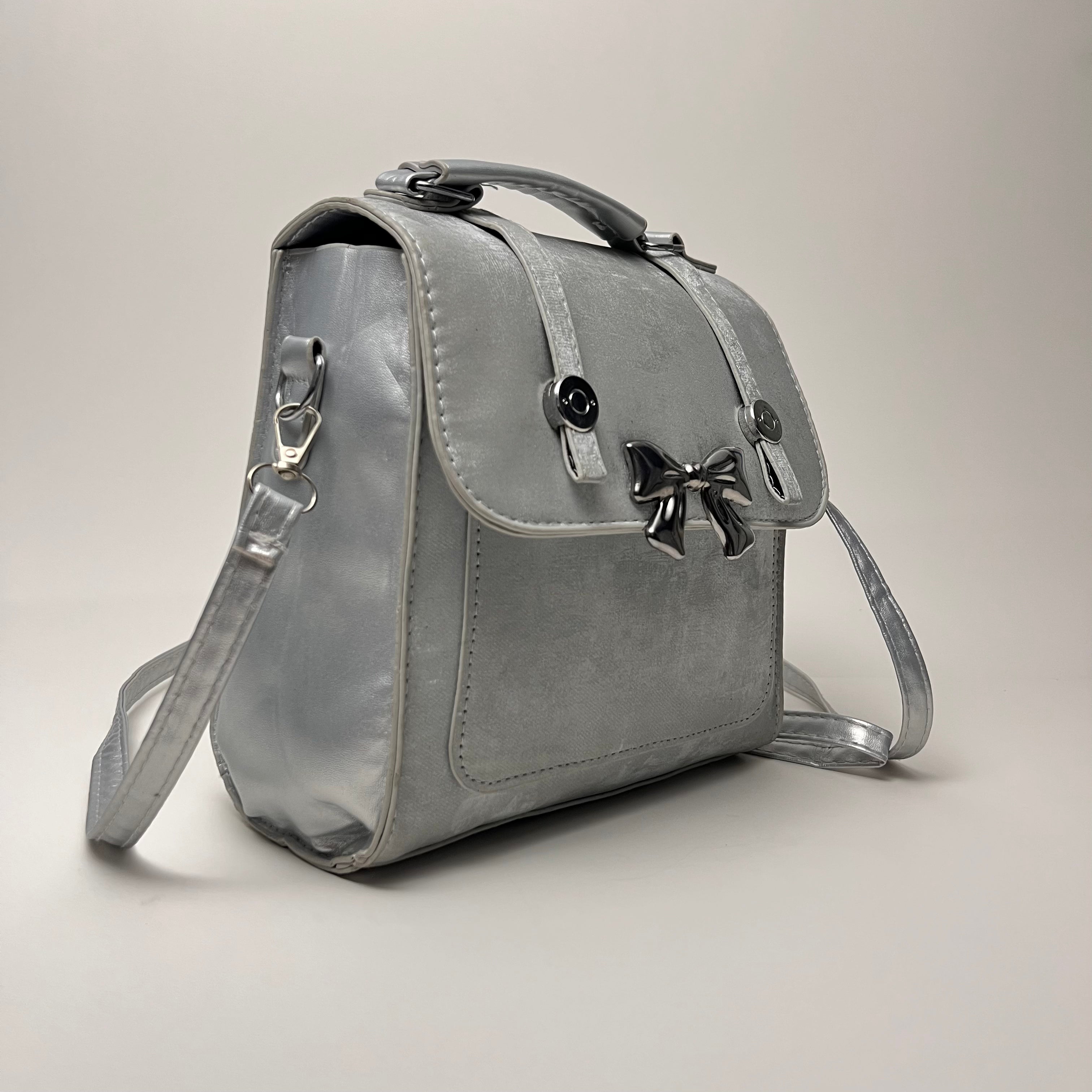 Silver Bow Mini Satchel