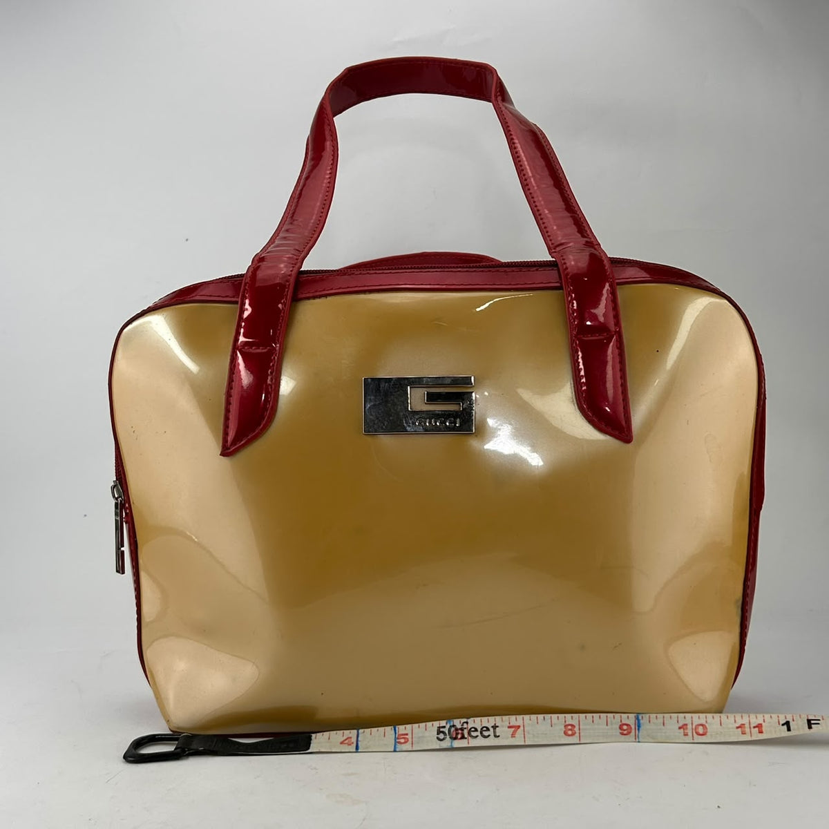 Gucci Tan Patent Square-G Satchel